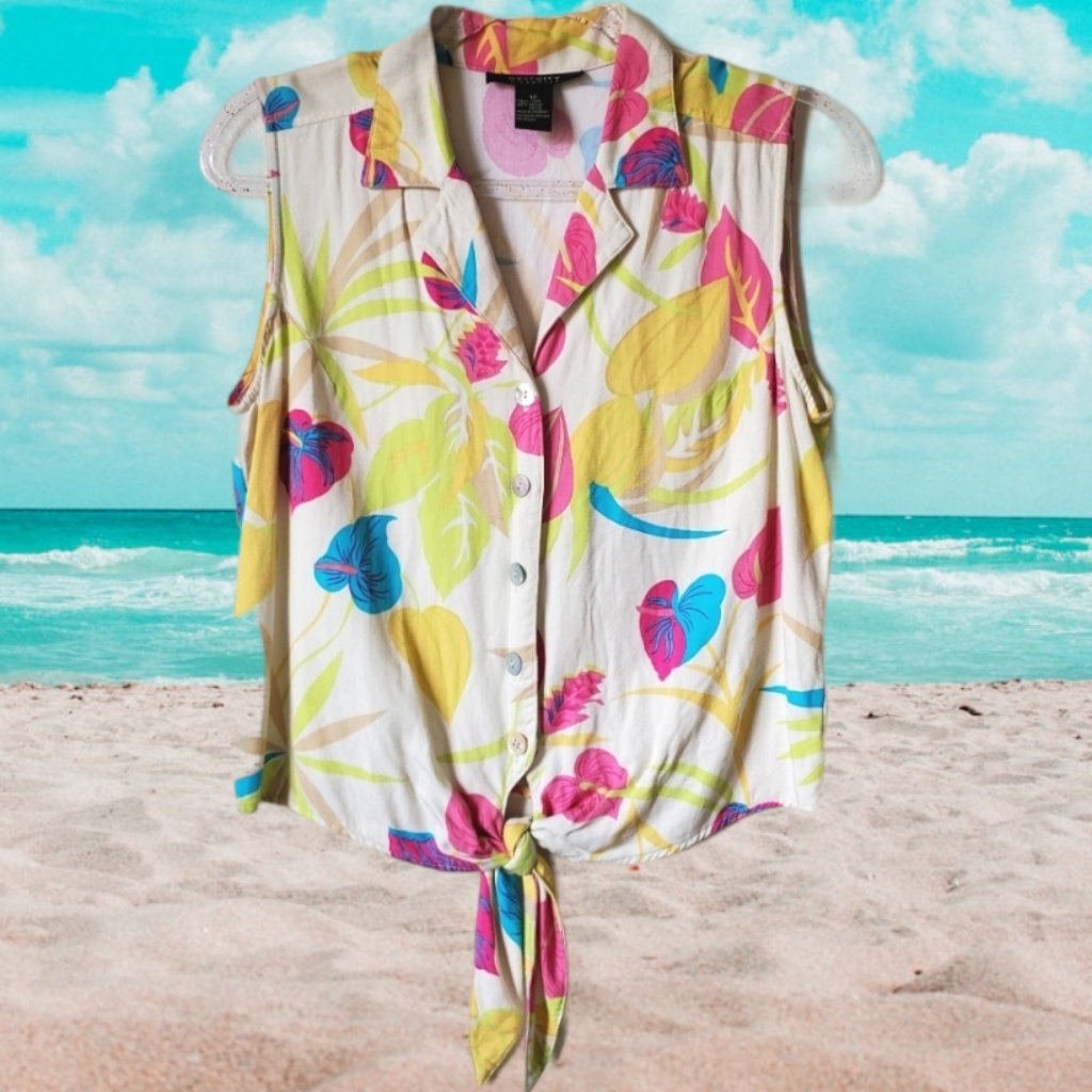 90's Colorful Button-Down Tank